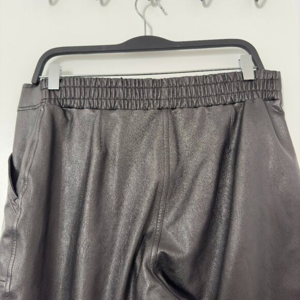SPANX Faux Leather Jogger Pants High Waist Ruched Goth Y2K Black Women's XL - Picture 10 of 16